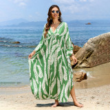 Fashionable loose-fitting beach cover-ups multi-color printed beach cover-ups vacation robe-style dress cover-ups