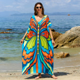 Fashionable beach and seaside turtleneck cover-ups cotton-polyester tailored printed turtleneck cover-ups vacation robe dress turtleneck cover-ups