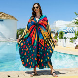 Fashionable loose-fitting beach cover-ups positioning print cover-ups long-style seaside vacation cover-ups