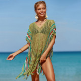 Fashionable loose beach cover-ups multi-color open-front cover-ups long beach vacation cover-ups