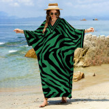 Fashionable loose-fitting beach cover-ups positioning print cover-ups long-style seaside vacation cover-ups