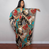 Fashionable loose beach cover-ups sun-protective printed cover-ups, long beach vacation cover-ups