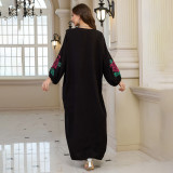 Fashionable loose beach cover-ups sun-protective flower-embroidered cover-ups long beach vacation cover-ups