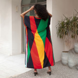 Fashionable loose-fitting beach cover-ups positioning print cover-ups long-style seaside vacation cover-ups