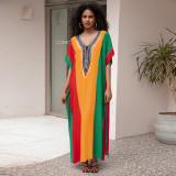 Fashionable loose-fitting beach cover-ups positioning print cover-ups long-style seaside vacation cover-ups