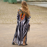 Fashionable loose-fitting beach cover-ups multi-color printed beach cover-ups vacation robe-style dress cover-ups