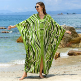 Fashionable loose beach cover-ups sun-protective printed cover-ups, long beach vacation cover-ups