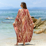 Fashionable loose beach cover-ups sun-protective printed cover-ups, long beach vacation cover-ups