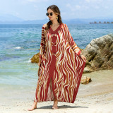 Fashionable loose beach cover-ups sun-protective printed cover-ups, long beach vacation cover-ups