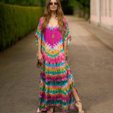 Fashionable loose-fitting beach cover-ups multi-color printed beach cover-ups vacation robe-style dress cover-ups