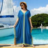 Fashionable loose beach cover-ups sun-protective printed cover-ups, long beach vacation cover-ups