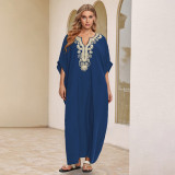 Fashionable loose beach cover-ups sun-protective printed cover-ups, long beach vacation cover-ups