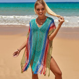 Fashionable loose beach cover-ups multi-color open-front cover-ups long beach vacation cover-ups