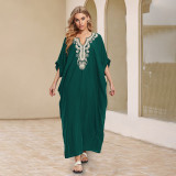 Fashionable loose beach cover-ups sun-protective printed cover-ups, long beach vacation cover-ups