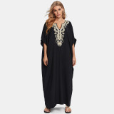 Fashionable loose beach cover-ups sun-protective printed cover-ups, long beach vacation cover-ups