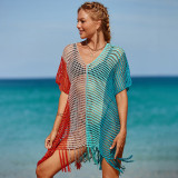 Fashionable loose beach cover-ups multi-color open-front cover-ups long beach vacation cover-ups