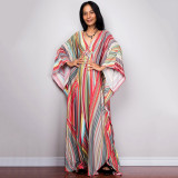 Fashionable loose beach cover-ups sun-protective printed cover-ups, long beach vacation cover-ups
