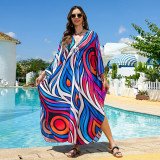Fashionable loose-fitting beach cover-ups positioning print cover-ups long-style seaside vacation cover-ups