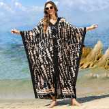 Fashionable loose beach cover-ups sun-protective printed cover-ups, long beach vacation cover-ups
