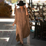 Fashionable loose-fitting beach cover-ups multi-color printed beach cover-ups vacation robe-style dress cover-ups