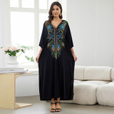 Fashionable loose-fitting beach cover-ups positioning print cover-ups long-style seaside vacation cover-ups