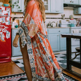 Fashionable loose-fitting beach cover-ups multi-color printed beach cover-ups vacation robe-style dress cover-ups