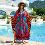 Fashionable loose-fitting beach cover-ups positioning print cover-ups long-style seaside vacation cover-ups