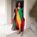 Fashionable loose-fitting beach cover-ups positioning print cover-ups long-style seaside vacation cover-ups