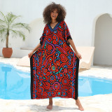 Fashionable loose beach cover-ups sun-protective printed cover-ups long beach vacation cover-ups