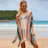 Fashionable loose beach cover-ups multi-color open-front cover-ups long beach vacation cover-ups