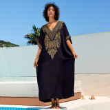 Fashionable loose-fitting beach cover-ups positioning print cover-ups long-style seaside vacation cover-ups