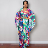 Fashionable loose beach cover-ups sun-protective printed cover-ups, long beach vacation cover-ups