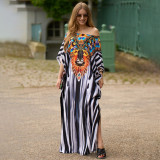 Fashionable loose-fitting beach cover-ups multi-color printed beach cover-ups vacation robe-style dress cover-ups