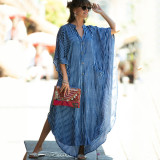 Fashionable loose-fitting beach cover-ups multi-color printed beach cover-ups vacation robe-style dress cover-ups