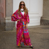 Fashionable loose beach cover-ups sun-protective printed cover-ups long beach vacation cover-ups