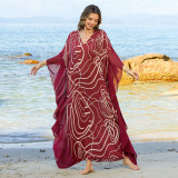 Fashionable loose beach cover-ups sun-protective printed cover-ups long beach vacation cover-ups