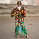 Fashionable loose beach cover-ups sun-protective printed cover-ups long beach vacation cover-ups