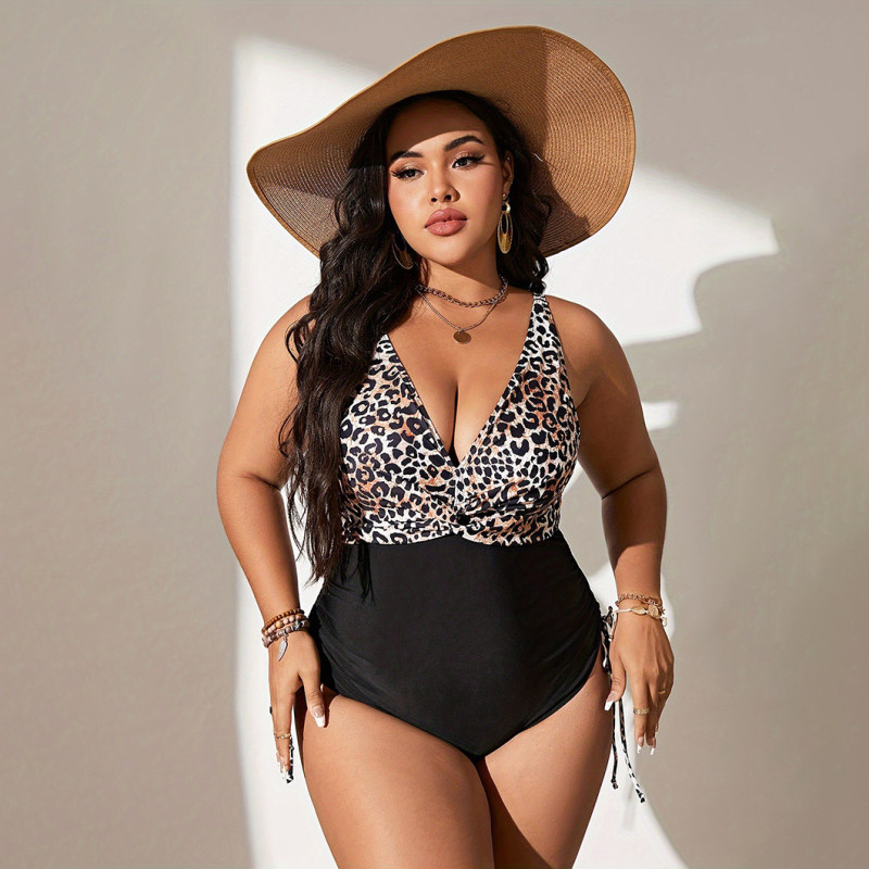 Summer plus-size bikini swimsuits sexy leopard print swimsuits fashionable beach vacation one-piece swimsuits
