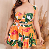 Summer plus-size bikini swimsuits sexy gathering two-piece swimsuits fashionable beach vacation set-piece dress-style swimsuits