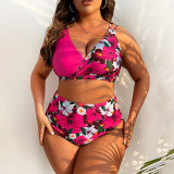 Summer plus-size bikini swimsuit printed gathered swimsuit fashionable separate beach resort swimsuit