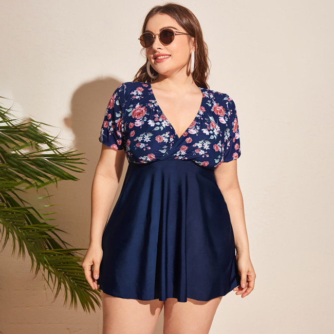 Summer plus-size bikini swimsuits floral skirt-style one-piece swimsuits fashionable and sexy beach vacation swimsuits