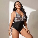Summer plus-size bikini swimsuits sexy leopard print swimsuits fashionable beach vacation one-piece swimsuits