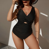 Summer oversized bikini swimsuits solid-color one-piece swimsuits fashionable and sexy beach resort swimsuits