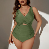 Summer oversized bikini swimsuits solid-color one-piece swimsuits fashionable and sexy beach resort swimsuits
