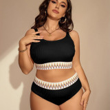 Summer plus-size bikini swimsuits sexy high-waisted two-piece swimsuits fashionable beach knit swimsuits