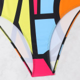 Summer plus-size bikini swimsuits sexy patterned printed swimsuits fashionable beach color-matched one-piece swimsuits