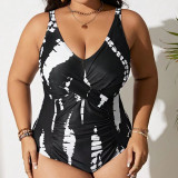 Summer plus-size bikini swimsuits black and white striped bandeau swimsuits fashionable beach tight-fitting one-piece swimsuits