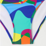 Summer plus-size bikini swimsuits sexy net-sheer dress-style swimsuits fashionable beach print two-piece swimsuits