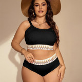 Summer plus-size bikini swimsuits sexy high-waisted two-piece swimsuits fashionable beach knit swimsuits