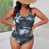 Summer plus-size bikini swimsuits sexy tie-dye printed swimsuits fashionable beach one-piece form-fitting swimsuits